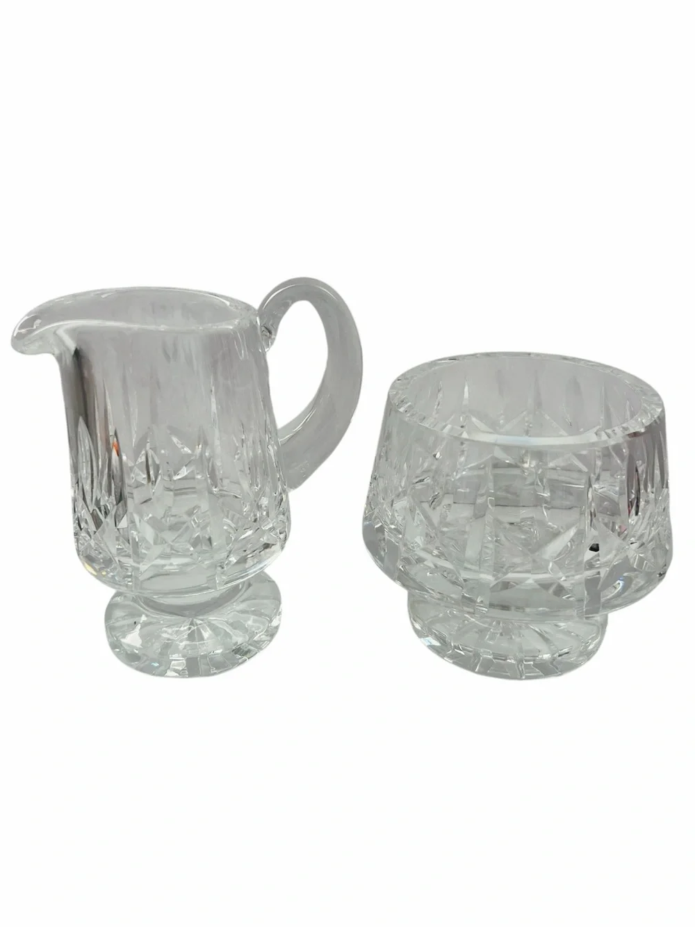 Vintage Waterford Crystal Lismore Footed Cream and Sugar Bowl Set